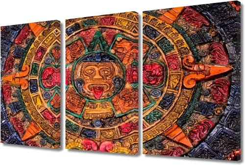 Miniatura 21 de Arte de pared de 3 piezas, pintura en lienzo del Día de los Muertos, Bailarín azteca, impresión sobre lienzo, festival mexicano, obra de arte