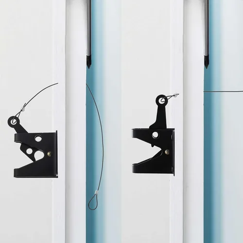 Miniatura 2 de Moxweyeni 6 piezas de pestillo de puerta para cercas de metal de vinilo de madera ajustable, 19 pulgadas (negro, 0.059 in)