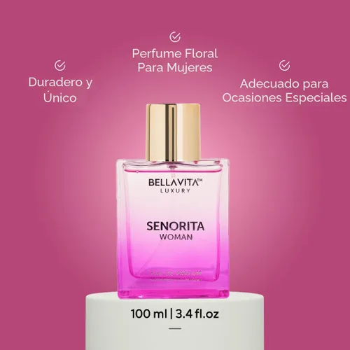Miniatura 4 de Bella Vita Luxury SENORITA Perfume para Mujeres (3.4 fl.oz) Fragancia Floral y Afrutada con Granada, Menta y Almizcle Notas de Yuzu y Loto