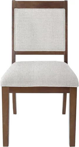 Miniatura 112 de Homepop Silla de comedor con detalles festoneados, sillas de comedor Parsons tapizadas, muebles decorativos para el hogar, tejido gris claro