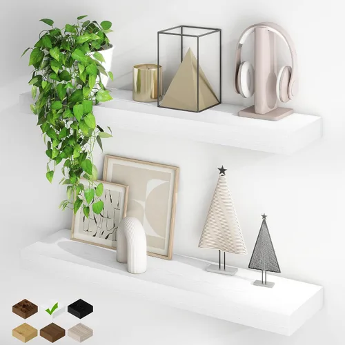 Miniatura 21 de Fun Memories Estantes flotantes para pared, estantes flotantes de 48 pulgadas de largo, juego de 1, estante colgante con soportes invisibles