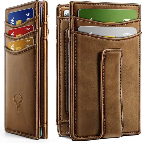 Miniatura 20 de BULLIANT Billetera Airtag para hombre, delgada con clip para dinero, cierre magnético, 12 tarjetas en el bolsillo frontal, bloqueo RFID
