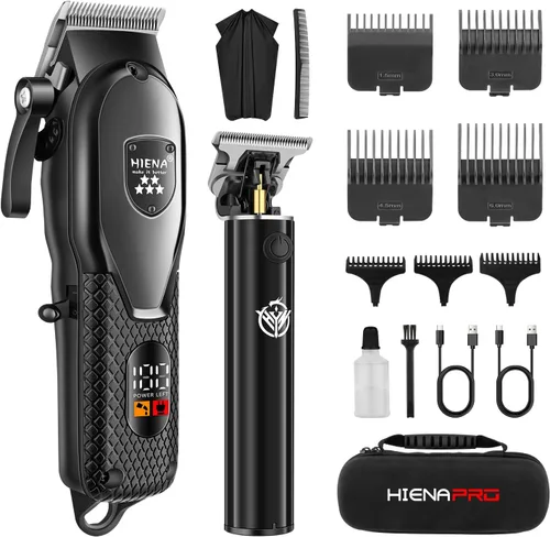 HIENA PRO Juego de cortapelos profesional para hombres, juego de cortaúñas recargables inalámbricas y kit de recortadoras, juego de cortapelos para