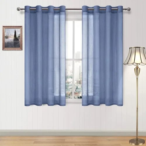 Miniatura 83 de DWCN Cortinas traslúcidas color verde frijol para sala de estar y dormitorio - Cortinas voile con aspecto de lino sintético con ojales en la parte