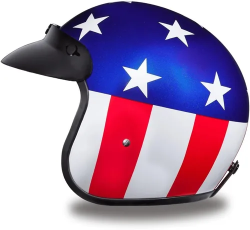Miniatura 5 de Daytona Helmets Casco de motocicleta de cara abierta de 3/4 – Aprobado por DOT [Capitán América] [S]