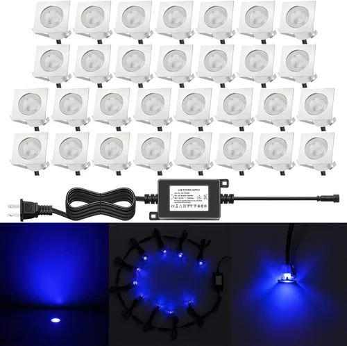 Miniatura 8 de Iluminación de cubierta de bajo voltaje, 20 piezas de 0.1 W ~ 0.3 W, kit de luces LED RGB multicolor de 1-3/5 pulgadas de acero inoxidable empotrado