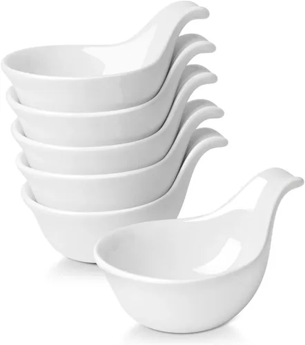 Miniatura 13 de Flexzion Tazones de cerámica para sumergir, cuencos pequeños para sumergir con asa, tazas de condimentos, plato de salsa de soja, moldes de Negro