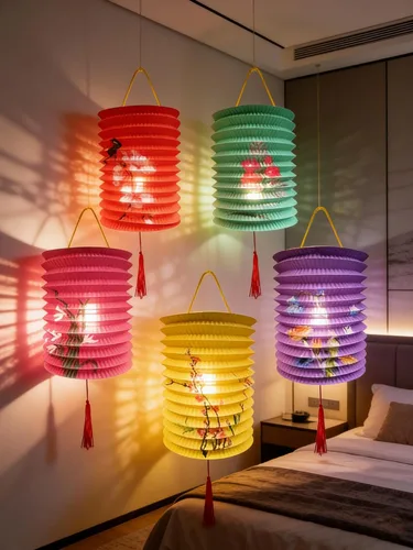 Miniatura 4 de 5 linternas de papel con luces LED, Día de San Valentín, Año Nuevo, chino, primavera, festival, 6.3 pulgadas, faroles de iluminación colgantes