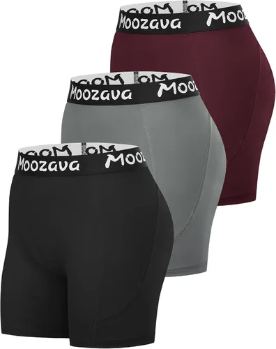 Miniatura 12 de Moozava Pantalones cortos de voleibol de elastano de 5 pulgadas para mujer, paquete de 3 pantalones cortos de compresión atléticos