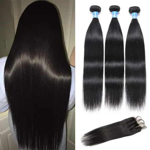 Miniatura 19 de Mechones de cabello 10A Remy peruano, cabello lacio, sedoso, 100 % sin procesar