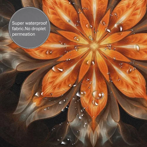 Miniatura 4 de YLATY2908 - Cortina de ducha de flores abstractas para baño, juego de cortina de ducha bohemia floral naranja, tela transparente, moderna