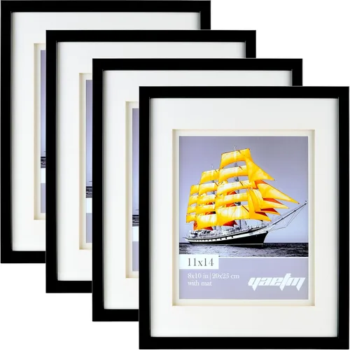 Miniatura 10 de Yaetm Juego de 2 portarretratos flotantes dobles de 8 x 10 pulgadas, 5 x 7 pulgadas con doble paspartú negro, vidrio real pulido de alta definición