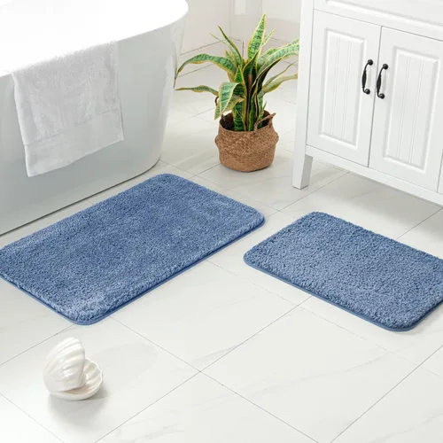 Miniatura 17 de MIULEE Juego de 2 alfombras de baño antideslizantes peludas extra gruesas y suaves, alfombrillas de baño de microfibra suave absorbente de agua