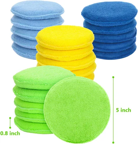 Miniatura 3 de 20 almohadillas aplicadoras de cera de microfibra para autos, almohadillas de espuma a granel de 5 pulgadas de diámetro, almohadillas redondas