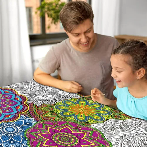 Miniatura 4 de Paquete de 2 pósteres gigantes para colorear de mandala de 39 x 26 pulgadas, página para colorear de mandala gigante para niños, adolescentes