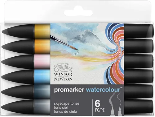 Miniatura 9 de Winsor & Newton ProMarker - Juego de marcadores de acuarela, 6 unidades, tonos básicos