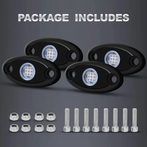 Miniatura 6 de 4Pods Rock Lights - Lámpara LED de neón azul para automóvil, camiones, ATV, UTV, SUV, barco, debajo de la carrocería, luces de motocicleta Rojo