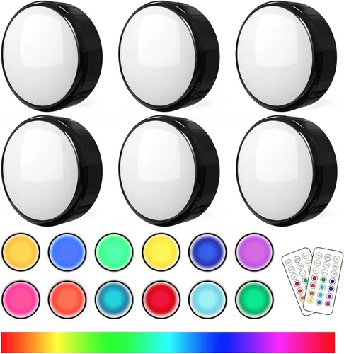 Luces de disco con control remoto que funcionan con baterías, luces LED inalámbricas de empuje, 13 colores RGB - para armario, pared de dormitorio,