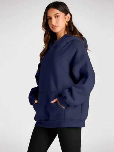 Miniatura 21 de Trendy Queen - Sudaderas extragrandes con capucha para mujer, suéteres de manga larga, sin botones, de vellón, de otoño, ropa de invierno