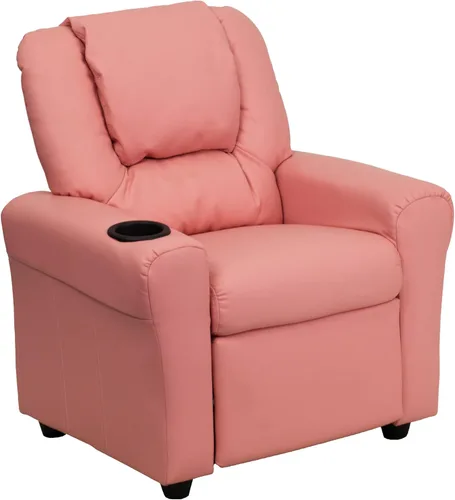 Miniatura 24 de Flash Furniture - Sillón reclinable contemporáneo para niños, color beige vinilo con base para vasos y reposacabezas