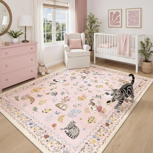 Miniatura 117 de Alfombra de pasillo Soalmost 2'6" x 10' lavable, alfombra antideslizante para cocina, baño, lavandería, alfombras vintage ultra delgadas para Beige