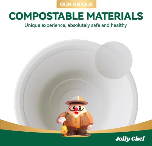 Miniatura 7 de JOLLY CHEF Cuencos de papel compostables desechables [12 oz] Recipientes para sopa resistentes [150 paquetes] Bagazo biodegradable apto