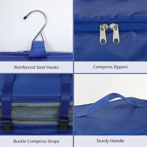 Miniatura 6 de Surblue Estantes colgantes, bolsa de almacenamiento de viaje, cubo de embalaje de compresión para maleta, organizador de armario portátil plegable
