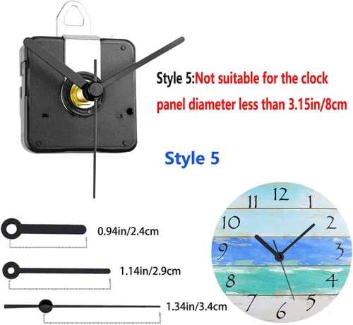 Miniatura 5 de Paquete de 2 mecanismos de movimiento de reloj en miniatura de pared sin tictac con 5 pares de manecillas cortas, kit de motor de cuarzo, funciona