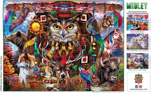 Miniatura 4 de Masterpieces Rompecabezas EZ Grip de 300 piezas, tótems de animales, 18 x 24 pulgadas