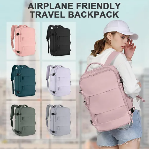 Miniatura 8 de coowoz Mochila grande de viaje para mujeres y hombres, mochila de transporte, mochila para senderismo impermeable, mochila deportiva para Rosa