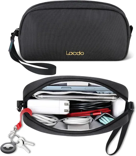 Lacdo Organizador de artículos electrónicos, estuche de viaje, organizador de cables para artículos esenciales, resistente al agua, accesorios