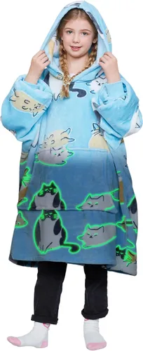 Miniatura 14 de Catalonia Manta con Capucha Arcoíris para Niños, Sudadera Manta de Forro Polar de Gran Tamaño Usable con Bolsillo Frontal Grande, Regalo