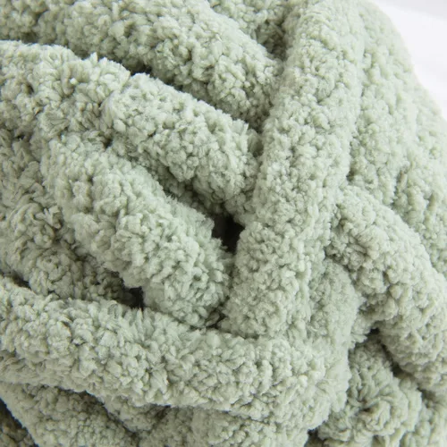 Miniatura 8 de Hombys Hilo de felpilla gruesa verde salvia para tejer a ganchillo y tejer, hilo grueso y esponjoso súper voluminoso para tejer a mano manta, hilo