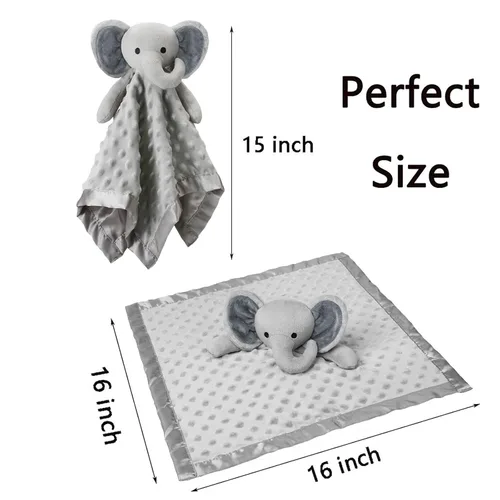 Miniatura 5 de Pro Goleem Manta de bebé con elefante gris manta de seguridad para recién nacidos Juego de manta y adorable elefante gris