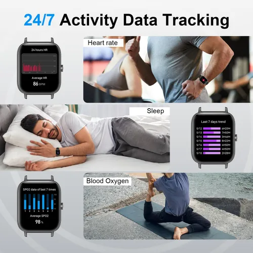 Miniatura 4 de Reloj inteligente para hombres y mujeres, reloj inteligente con pantalla táctil HD de 1.83 pulgadas con Bluetooth llamadas/hacer llamadas, IP68