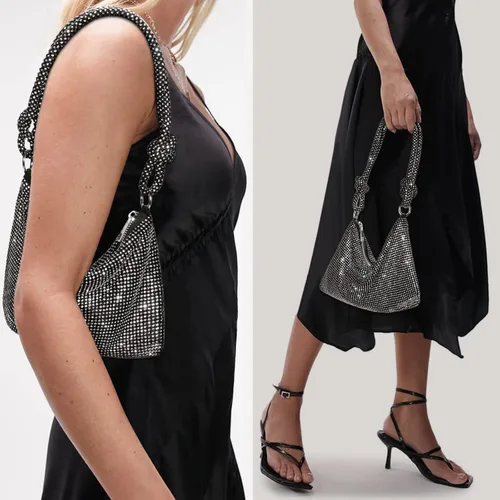 Miniatura 5 de Rhinestone Purses for Women Chic Sparkly Evening Handbag Bling Hobo Bag Shiny Silver Clutch Purse for Party