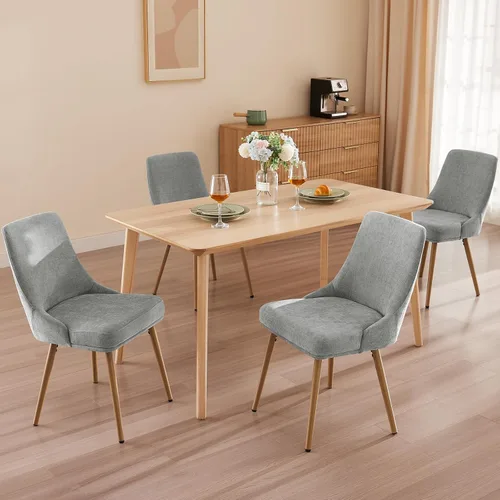 Miniatura 22 de kinmars Juego de 2 sillas de comedor tapizadas modernas con cojín de asiento grueso y respaldo curvo, silla de comedor de tela para cocina, comedor