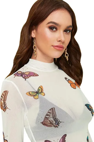Miniatura 4 de SweatyRocks - Camisa de manga larga con cuello de ángel, diseño de ángel