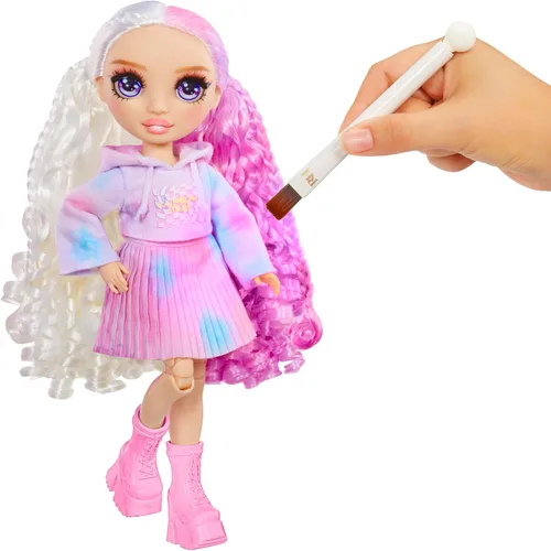 Miniatura 3 de Muñeca de moda DIY de Rainbow High con acuarelas y creaciones a partir de colores lavables + kit de teñido anudado, ojos morados, cabello rizado