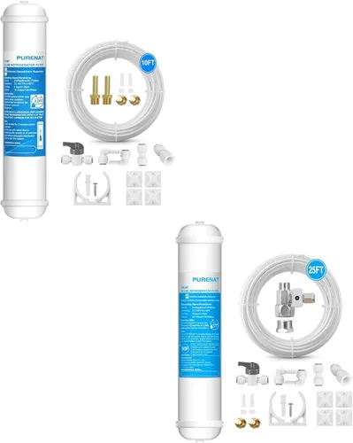 Kit de filtro de agua en línea para refrigerador y máquina de hielo, reemplazo de filtro de carbono de conexión rápida de 1/4 pulgadas para sistema