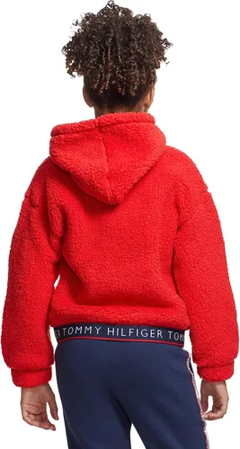 Miniatura 4 de Tommy Hilfiger Sudadera con capucha de forro polar con cremallera completa para niña con bolsillos delanteros