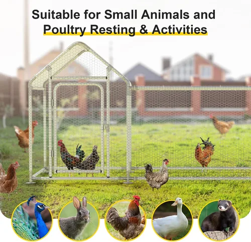Miniatura 7 de Gallinero de metal, gallinero con cubierta impermeable y anti-UV, jaula de aves de corral con puerta con cerradura, gallinero para gallinas de pato