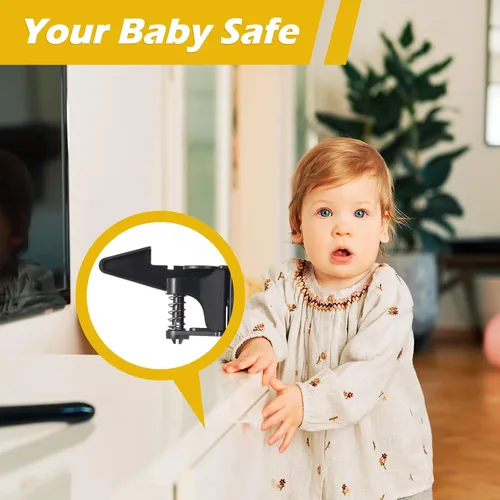 Miniatura 6 de Tuanse 30 cerraduras de gabinete para niños, pestillos de seguridad invisibles para cajones de seguridad con tornillos, cerraduras autoadhesivas