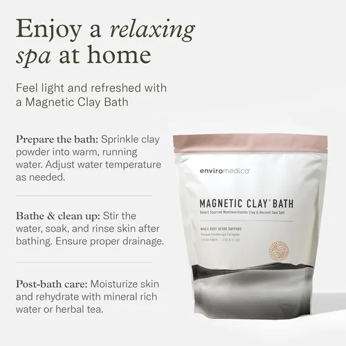 Miniatura 6 de Enviromedica Baño de arcilla de bentonita magnética, polvo de baño de arcilla de bentonita de sodio y calcio con sal del Himalaya, rejuvenecedora
