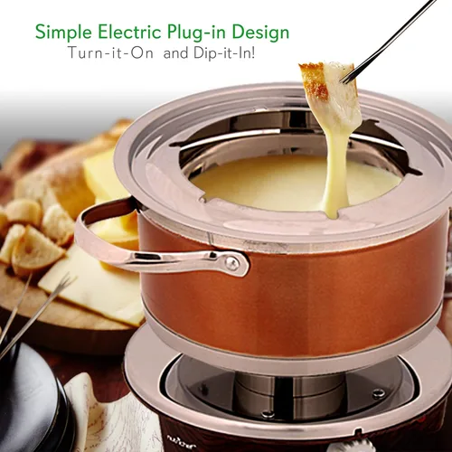 Miniatura 4 de NutriChef Juego de máquina eléctrica para hacer fondue de chocolate, kit de máquina calentadora de 1000 W, olla antiadherente de acero inoxidable