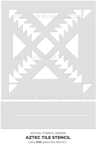 Miniatura 4 de Plantilla de azulejos aztecas, plantillas de azulejos para pintar suelos de azulejos, plantillas de azulejos reutilizables para pisos de linóleo
