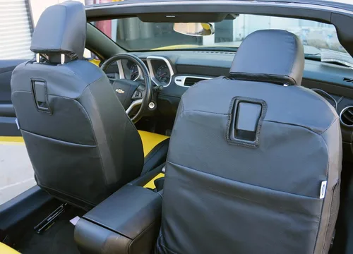 Miniatura 2 de Funda para asiento para Chevy Camaro, cuero artificial, hecha a medida, Negro