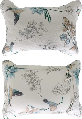 Miniatura 5 de Brandream Fundas de almohada acolchadas 100% algodón, 2 piezas, tamaño estándar, diseño de pájaros de campo americano, decoración de dormitorio
