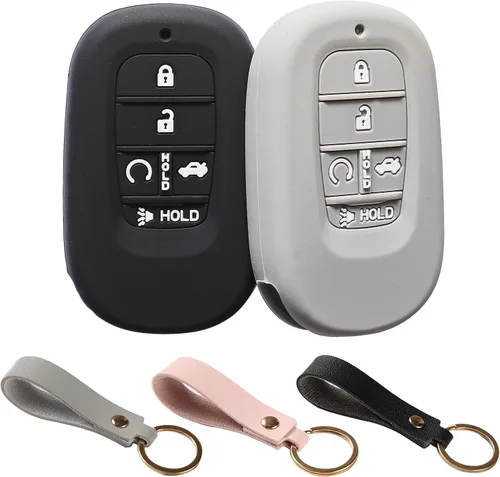 2 fundas de goma de silicona para llavero compatibles con (5 botones) Honda Accord Civic HR-V CR-V Pilot Sport SI EX EX-L Touring 2022 2023 (negro