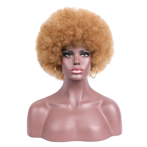 Miniatura 6 de Peluca rizada de los años 70 para mujeres negras, peluca afro afro afro de aspecto natural grande y flexible, 8 pulgadas
